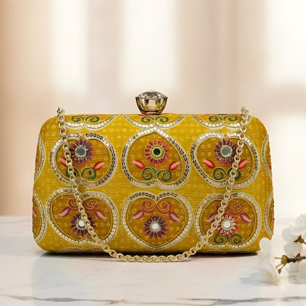 Sunehri Phool Jaal Designer Clutch