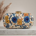 Azure Blossom Highlight Embroidered Clutch