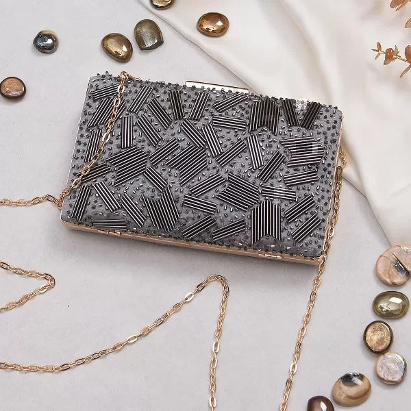 Beaded Glam Rectangular Clutch