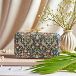 Bird Knob Embroidery Clutch