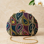 Black Sequin Embellished Dshape Clutch