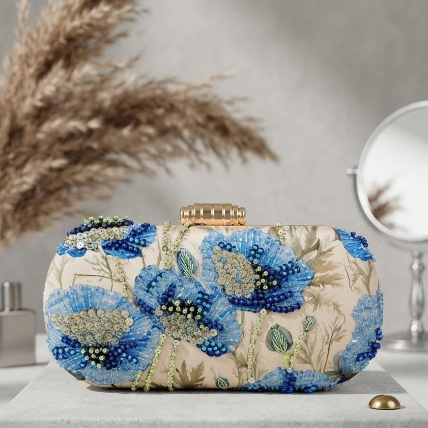 Bluebell Grace Highlight Embroidered Clutch