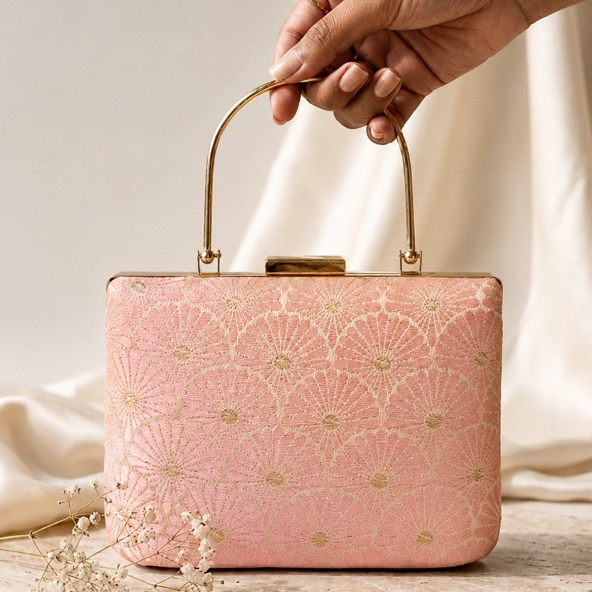 Blush Petals Handle Clutch