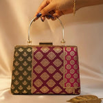 Brocade Multicolor Handle Clutch