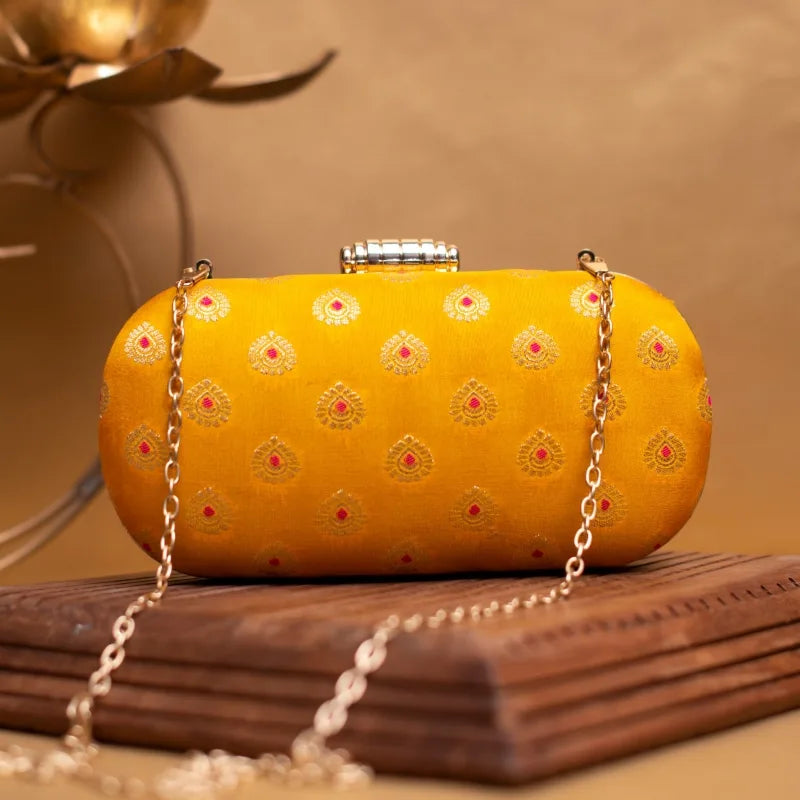 Brocade Silk Capsule Clutch