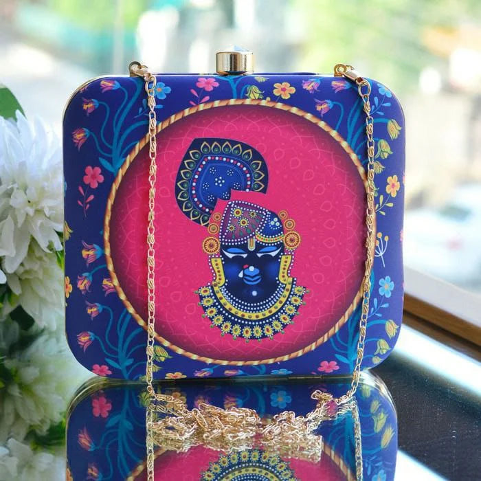 Celestial Krishna Print BoxClutch