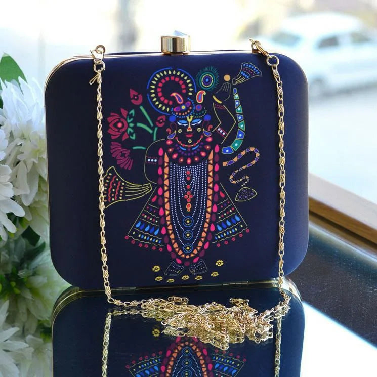 Celestial Krishna Print BoxClutch