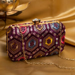 Colorful Threadwork Boxy Clutch