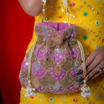 Cutdana Adorned Pink Potli