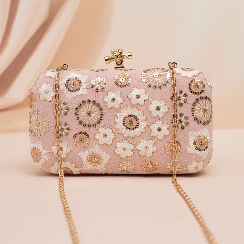 Daisy Embroidery Designer Clutch