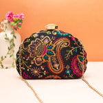 Designer Embroidery DShape Clutch