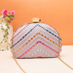 Designer Embroidery DShape Clutch