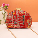 Designer Embroidery DShape Clutch