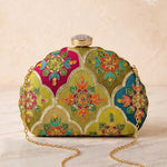 Designer Embroidery DShape Clutch