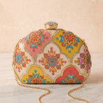Designer Embroidery DShape Clutch