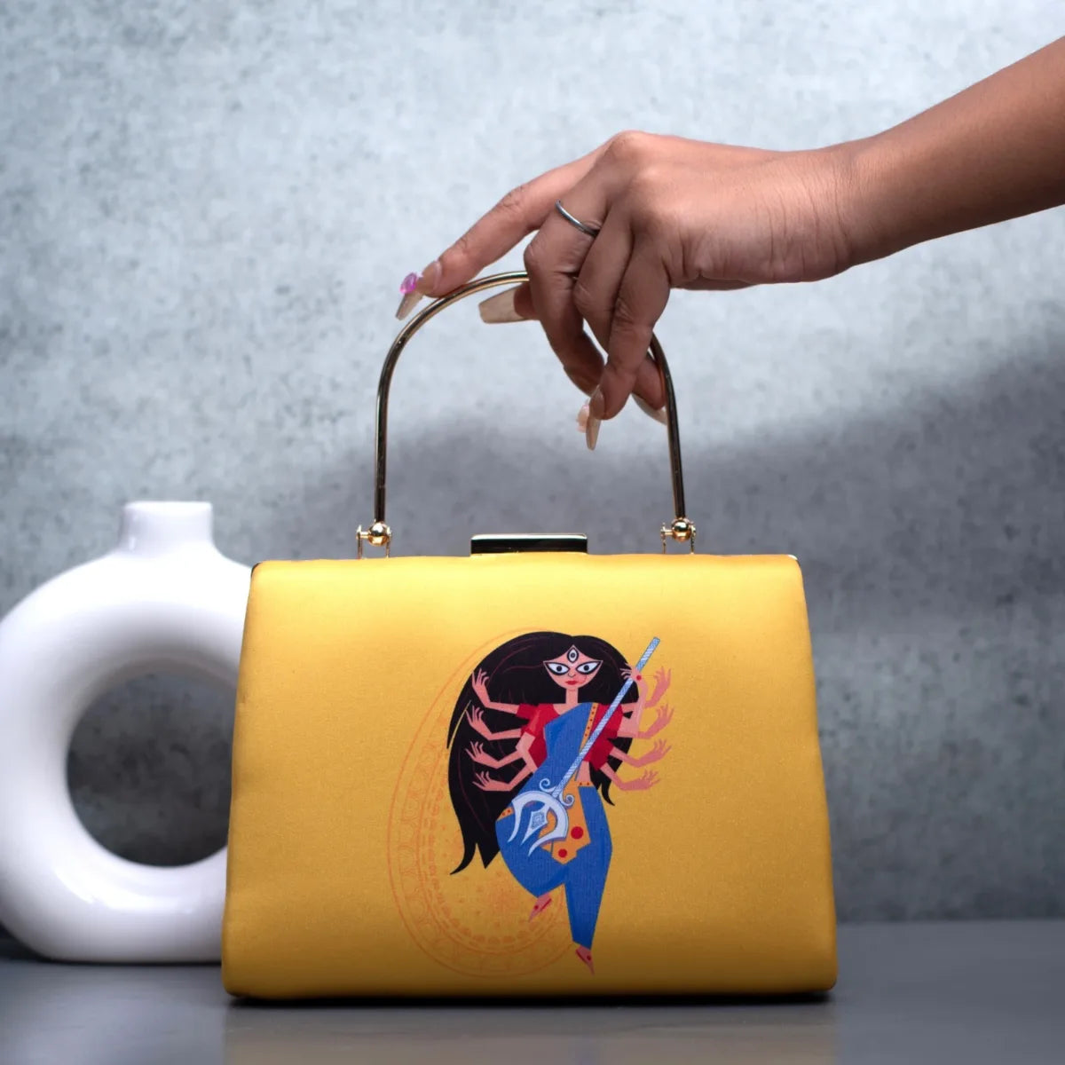 Durga Printed Handle Clutch