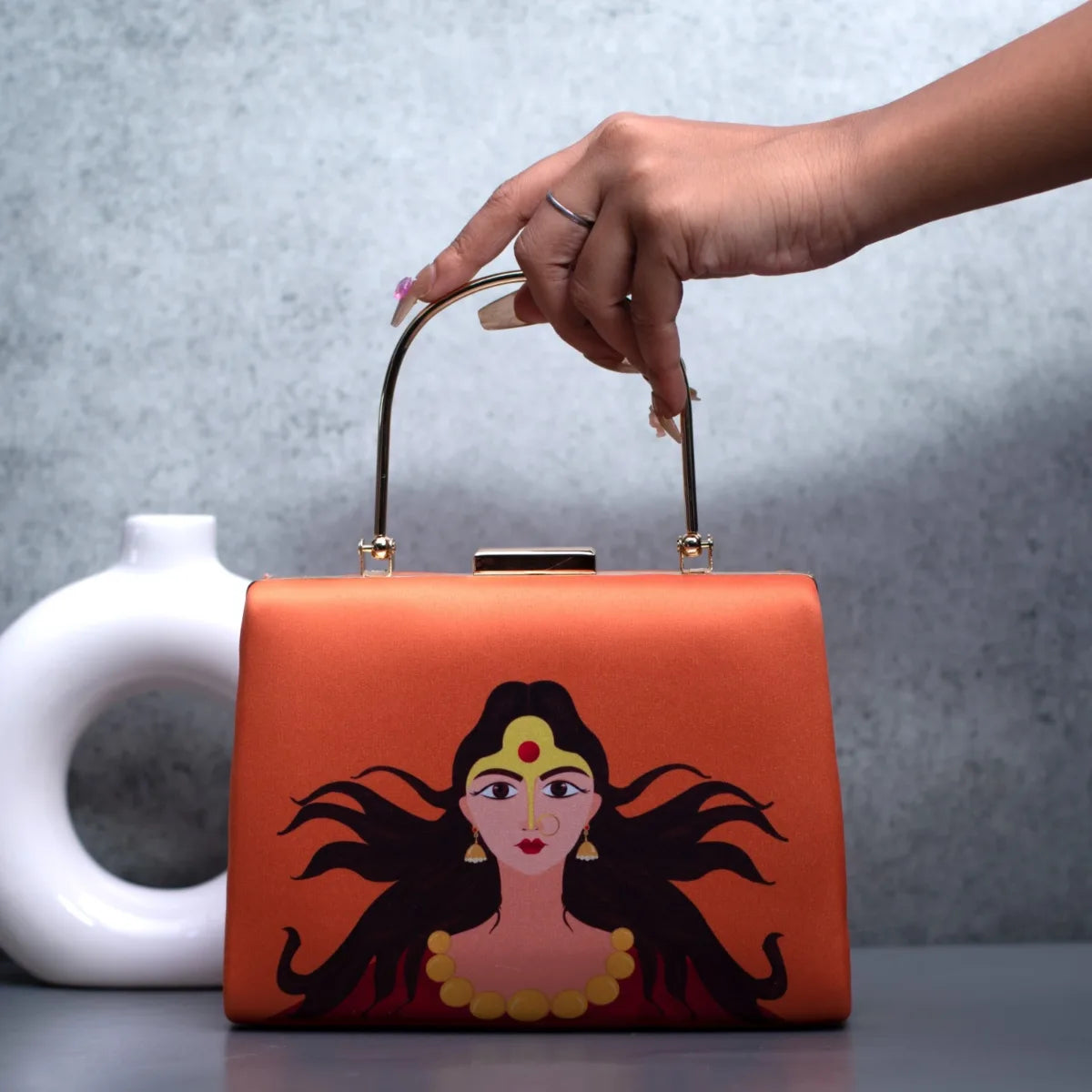 Durga Printed Handle Clutch