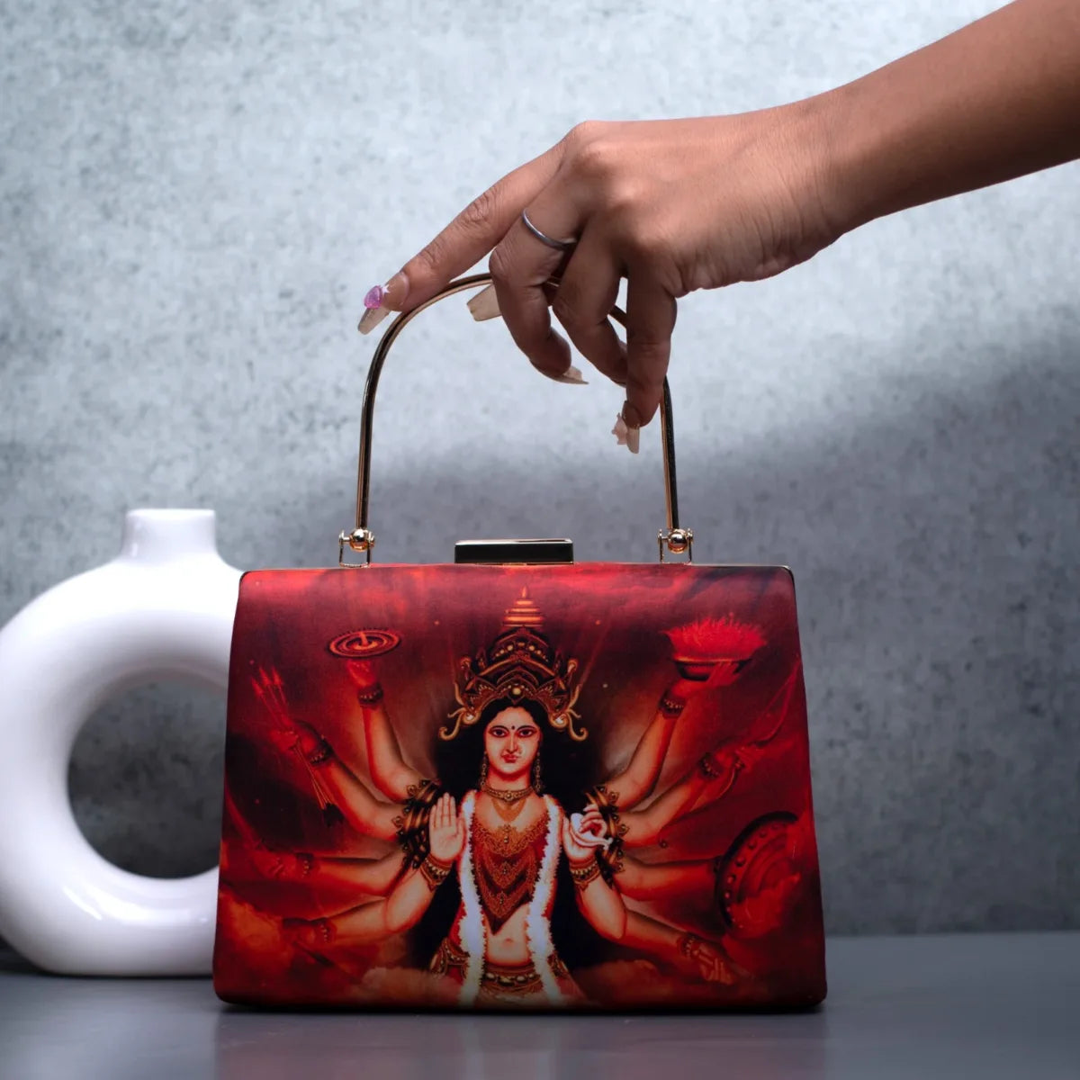 Durga Printed Handle Clutch