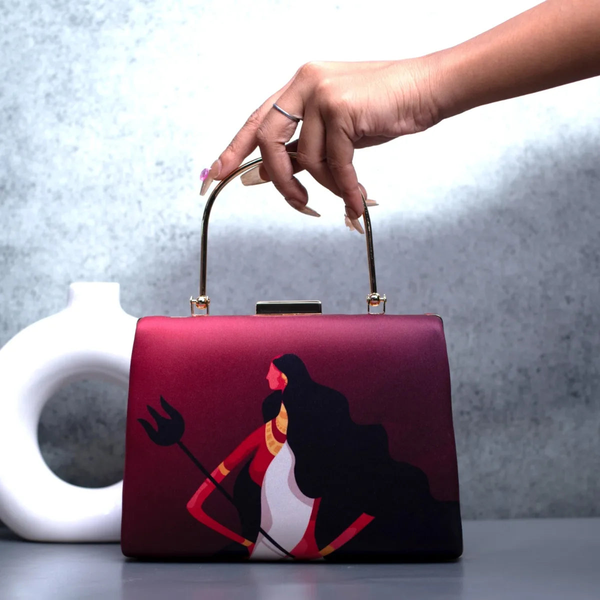 Durga Printed Handle Clutch