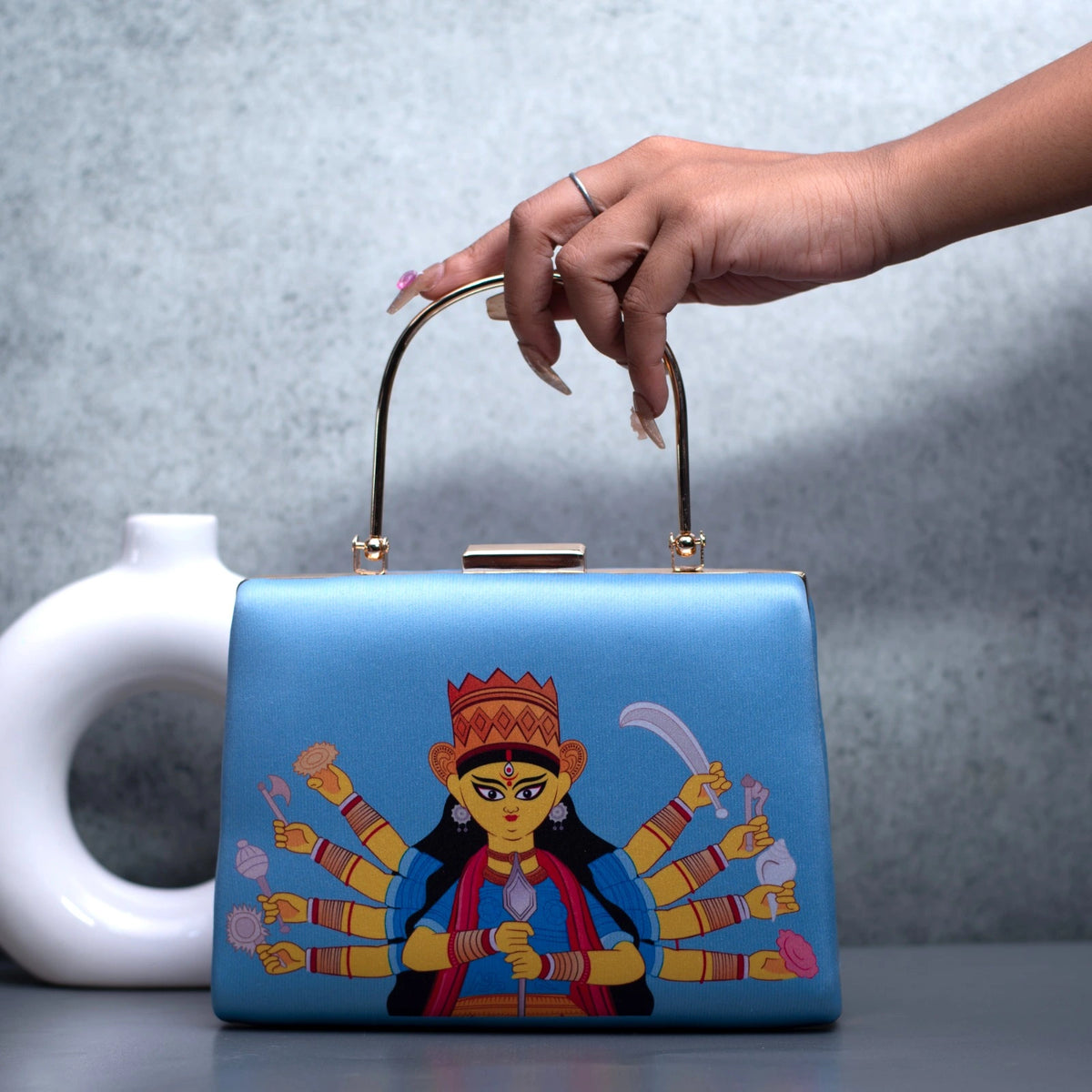 Durga Printed Handle Clutch
