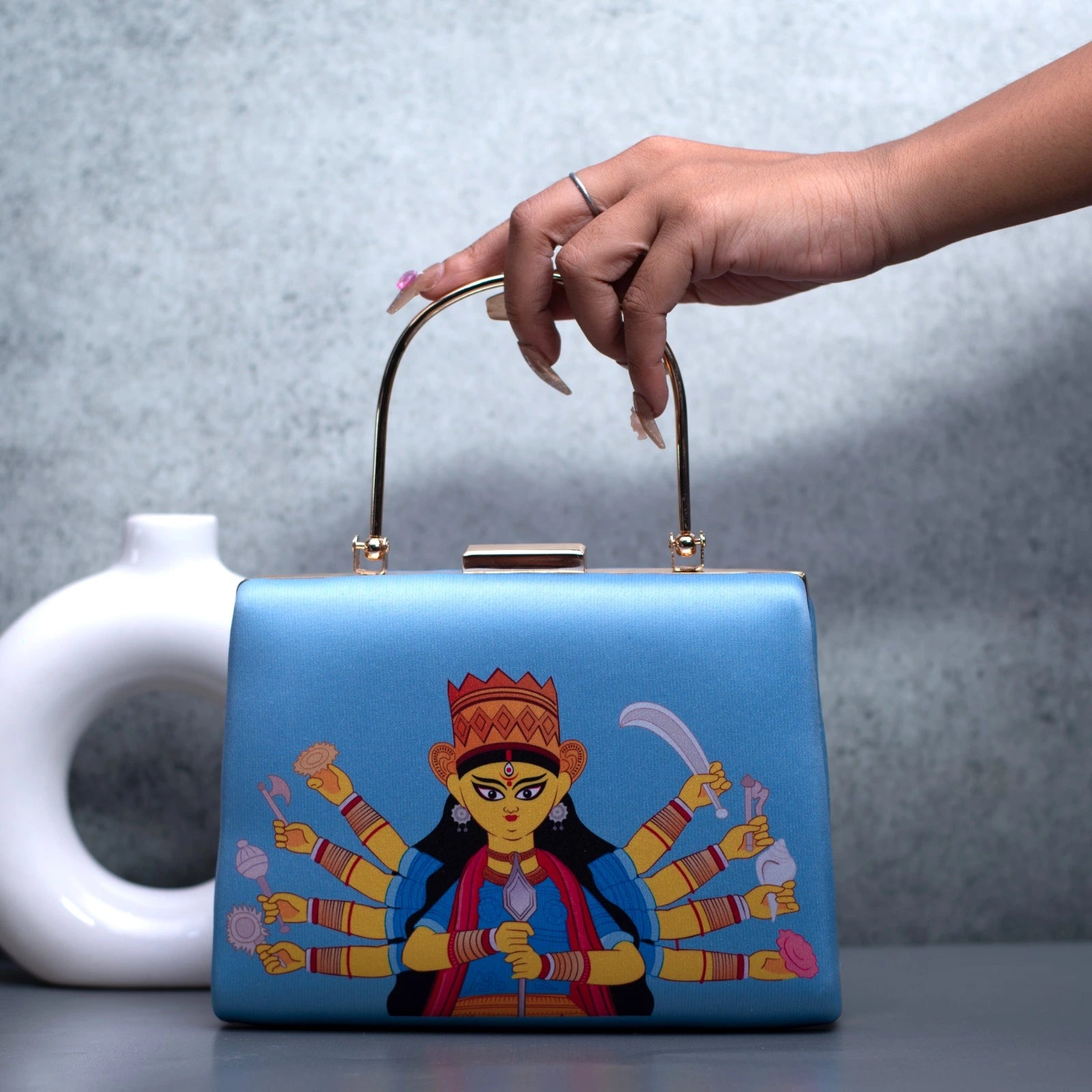 Durga Printed Handle Clutch
