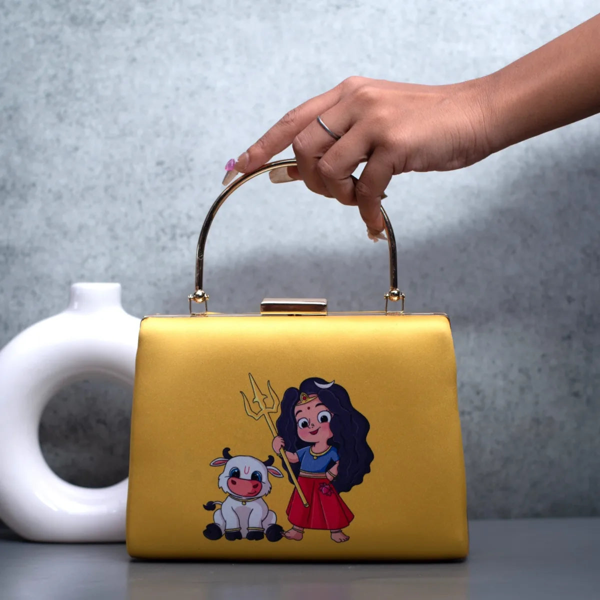 Durga Printed Handle Clutch