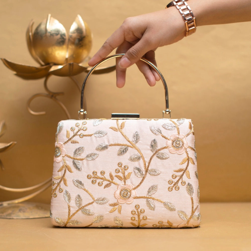 Embellished Bloom Handle Clutch