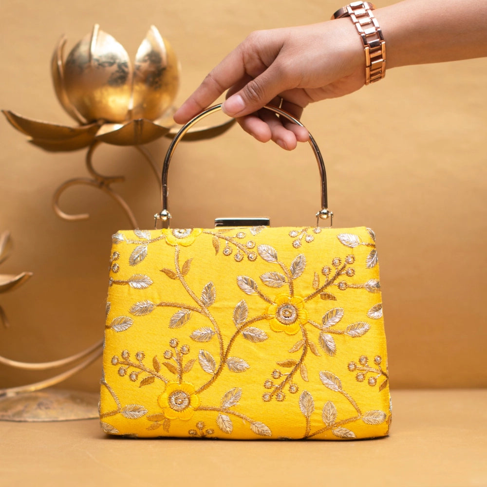 Embellished Bloom Handle Clutch