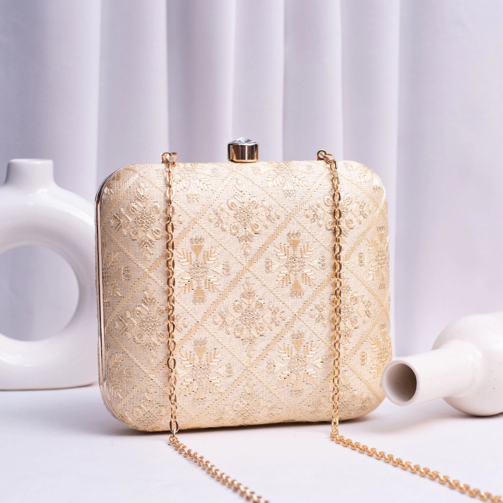 Embroidered Grace Fabric Clutch