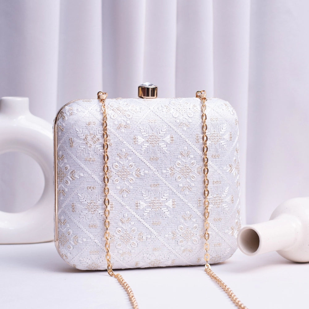 Embroidered Grace Fabric Clutch