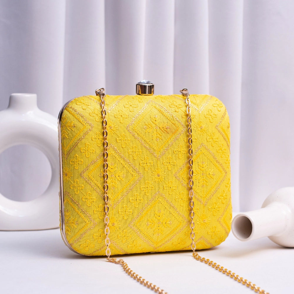 Embroidered Grace Fabric Clutch