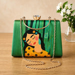Emerald Muse Printed Handle Clutch