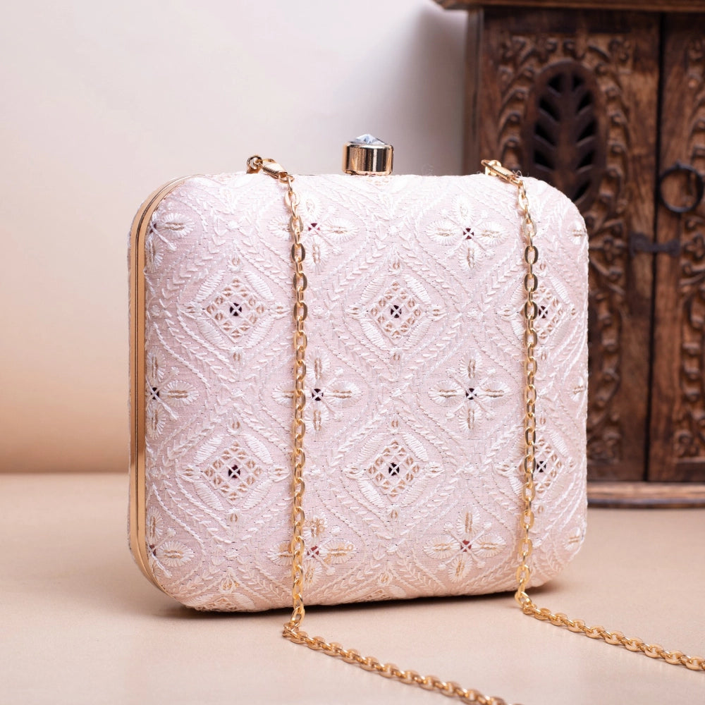 Ethnic Chikankari Embroidery Clutch