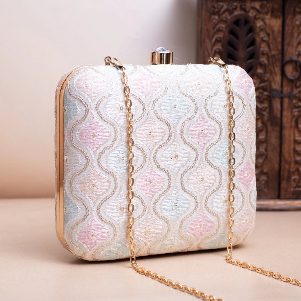 Ethnic Chikankari Embroidery Clutch
