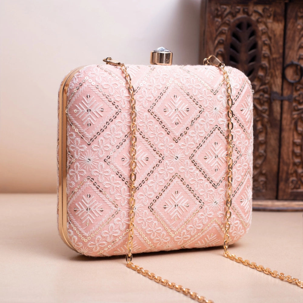 Ethnic Chikankari Embroidery Clutch