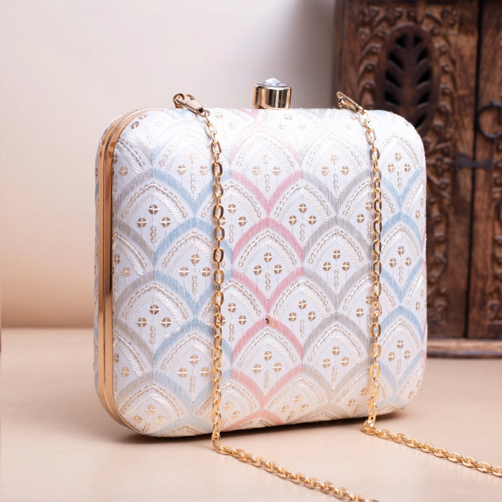 Ethnic Chikankari Embroidery Clutch