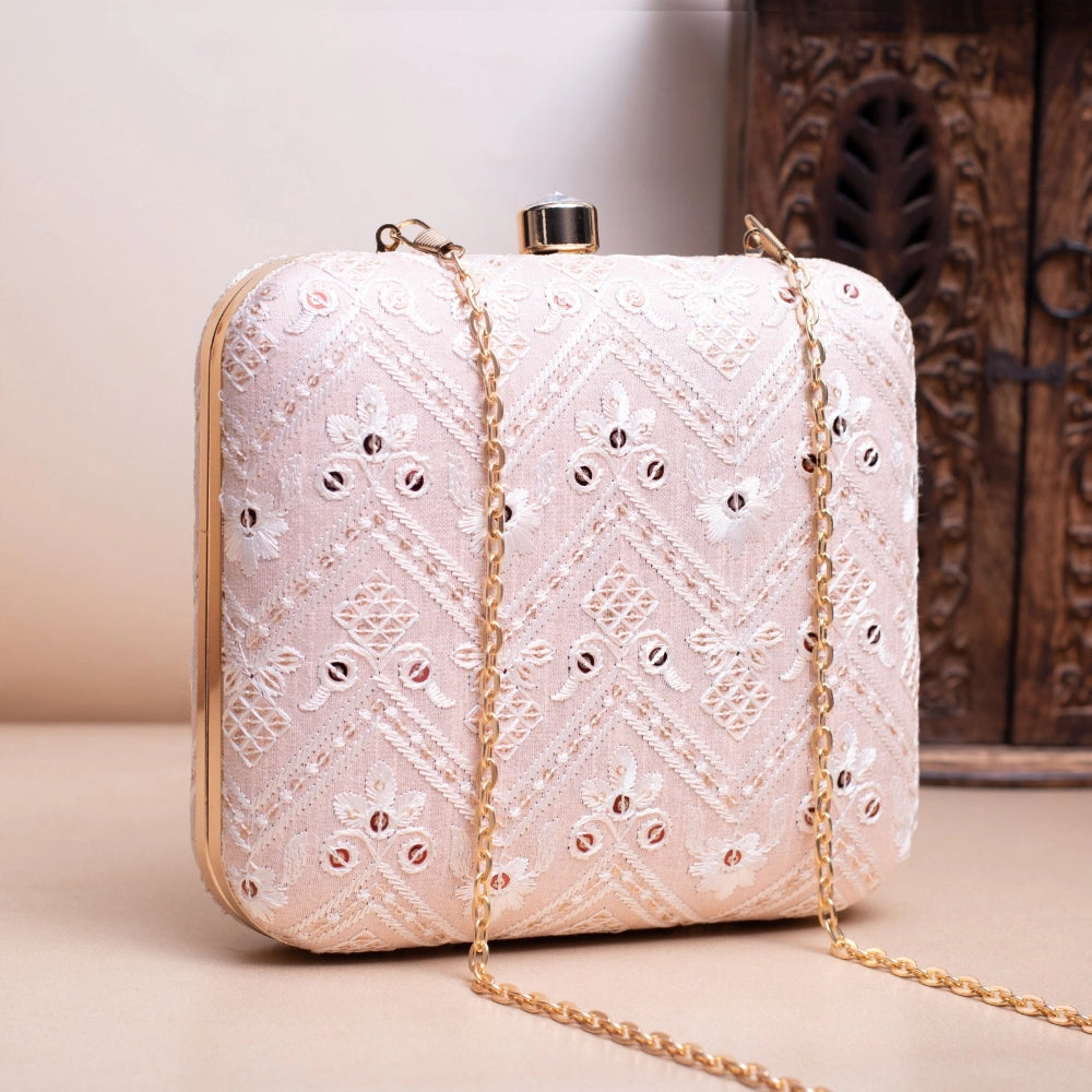 Ethnic Chikankari Embroidery Clutch