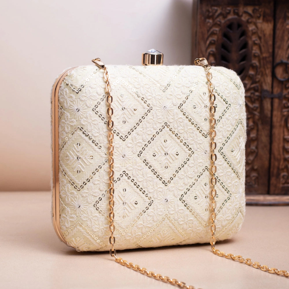 Ethnic Chikankari Embroidery Clutch