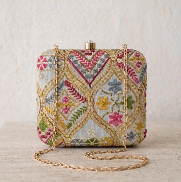 Ethnic Thread Embroidery Clutch