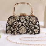 Floral Embroidery Handle Clutch