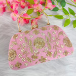 Floral Embroidery Handle Clutch