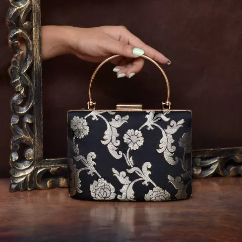 Floral Ethnic Handle Clutch