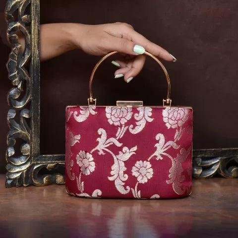Floral Ethnic Handle Clutch