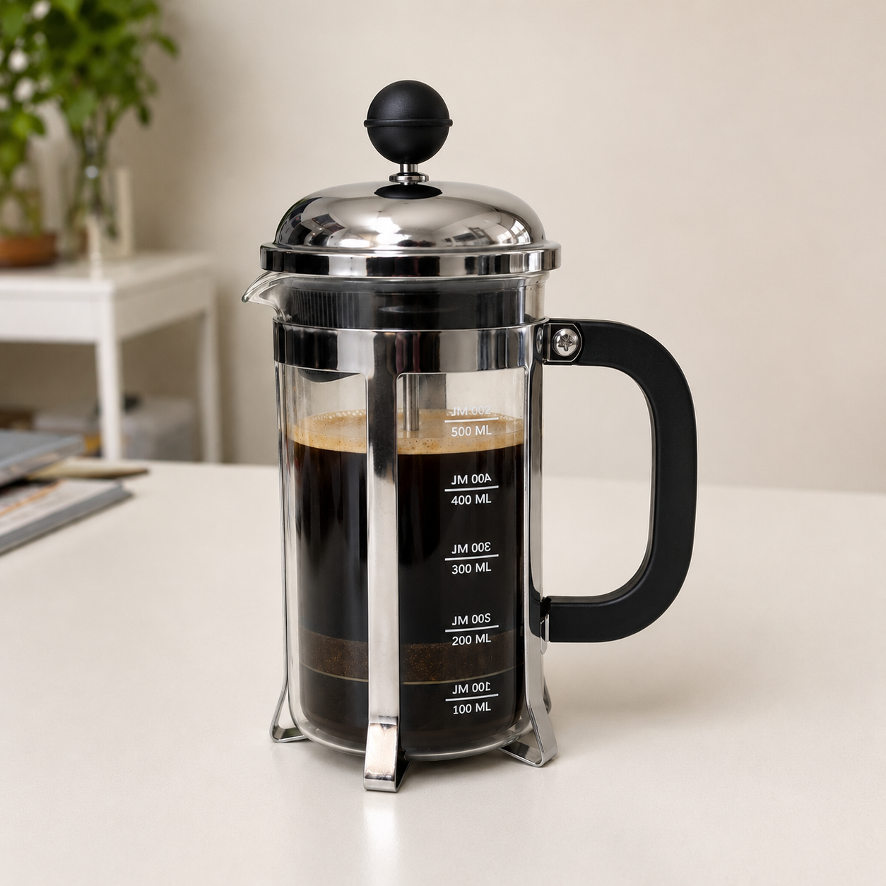 French Press Coffee Maker with Stainless Steel Filter for Freshly Brewed Coffee at Home or Office