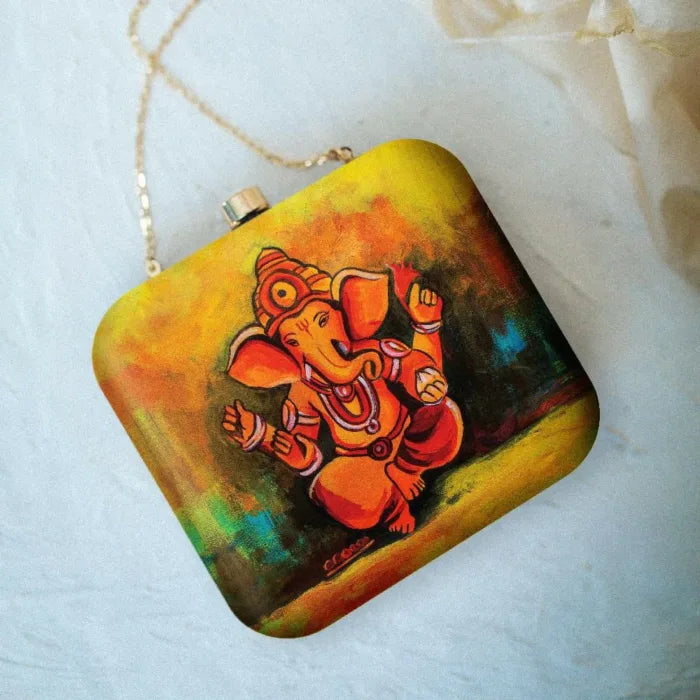 Ganesha Print BoxClutch
