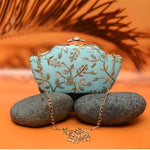 Golden Embroidery Boat Clutch
