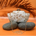 Golden Embroidery Boat Clutch