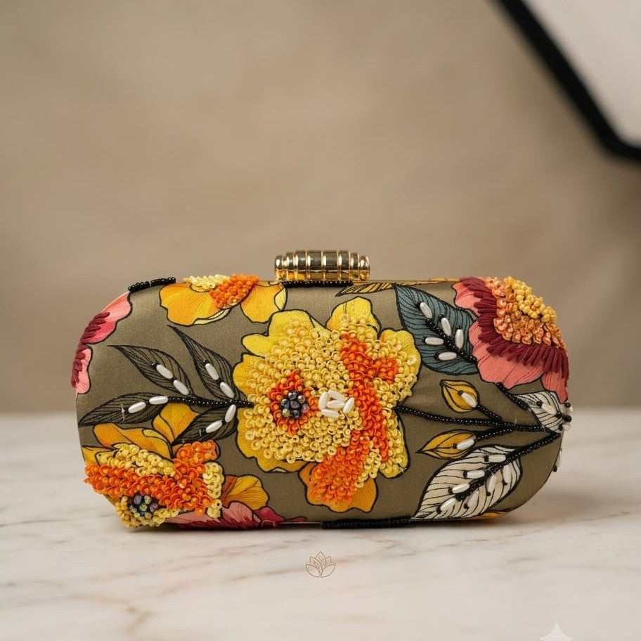 Golden Meadow Highlight Embroidered Clutch