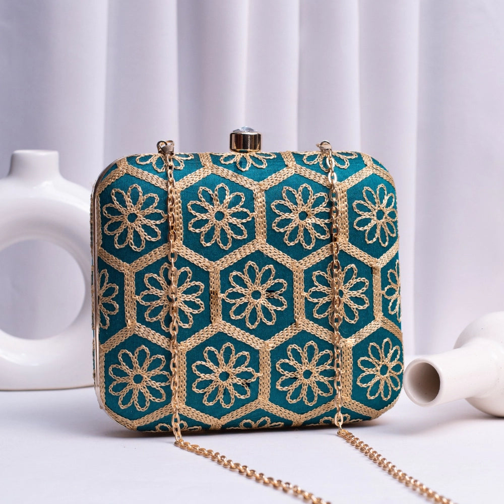 Hexa Gold Embroidery Clutch