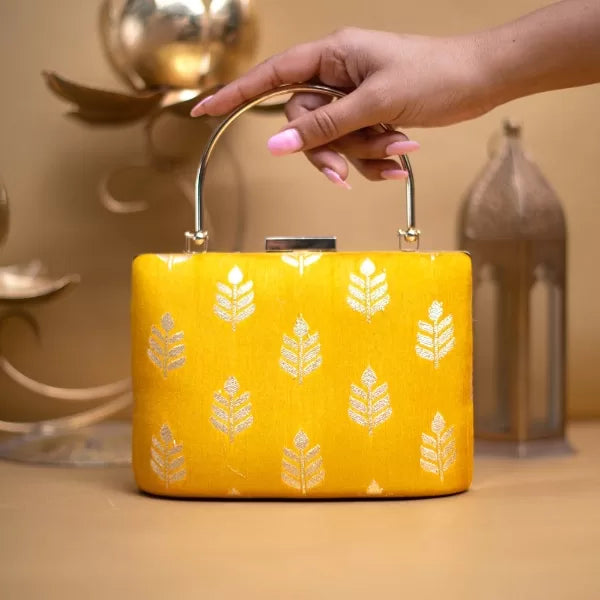 Leaflet Ethnic Handle Clutch